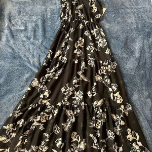 Wallflower One Shoulder Black and Cream Floral Dress